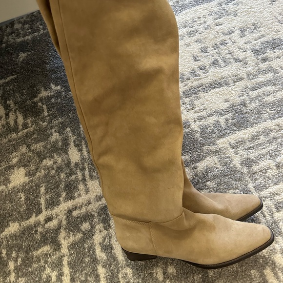 Zara Tan Natural suede Over the Knee Boots - Picture 2 of 5